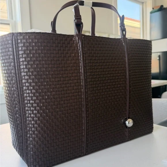Brown Woven Leather Tote Bag - Picture 2 of 6